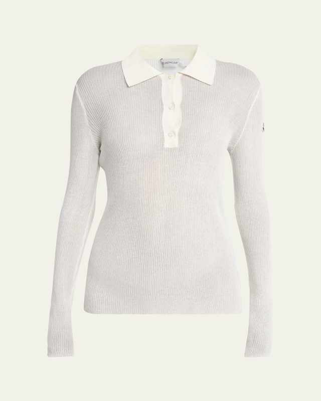 Long-Sleeve Ribbed Polo Shirt